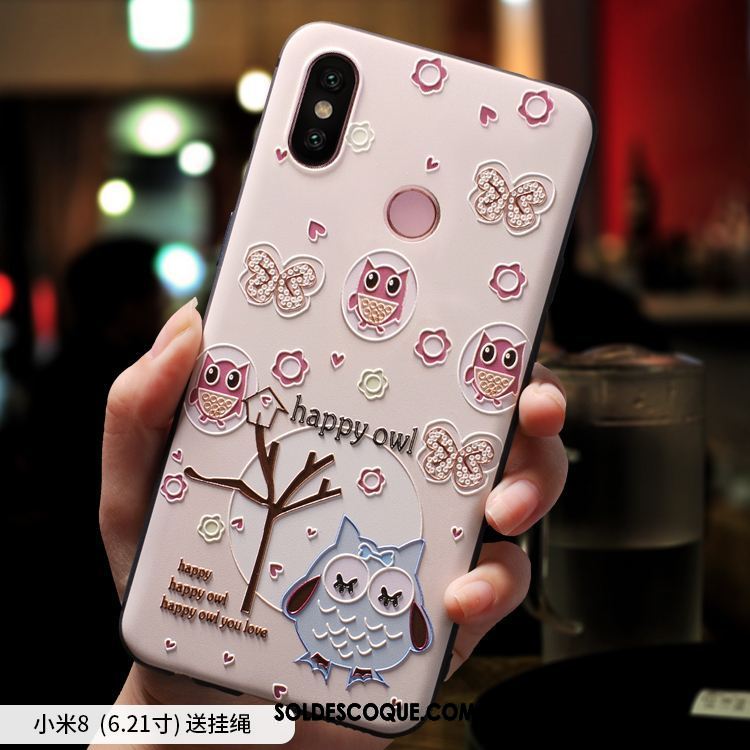 Coque Xiaomi Mi 8 Fluide Doux Incassable Tout Compris Téléphone Portable Rose Housse Soldes