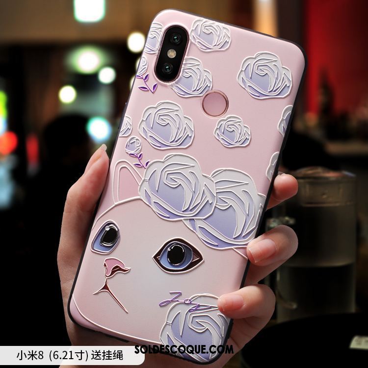 Coque Xiaomi Mi 8 Fluide Doux Incassable Tout Compris Téléphone Portable Rose Housse Soldes