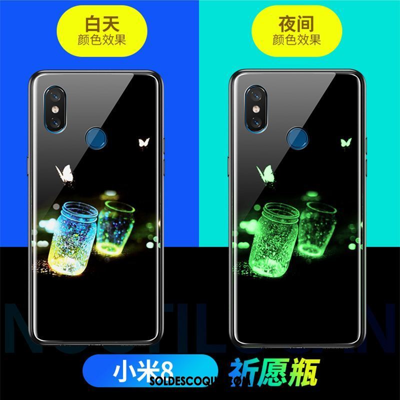 Coque Xiaomi Mi 8 Incassable Personnalité Noir Téléphone Portable Lumineuses Housse En Vente