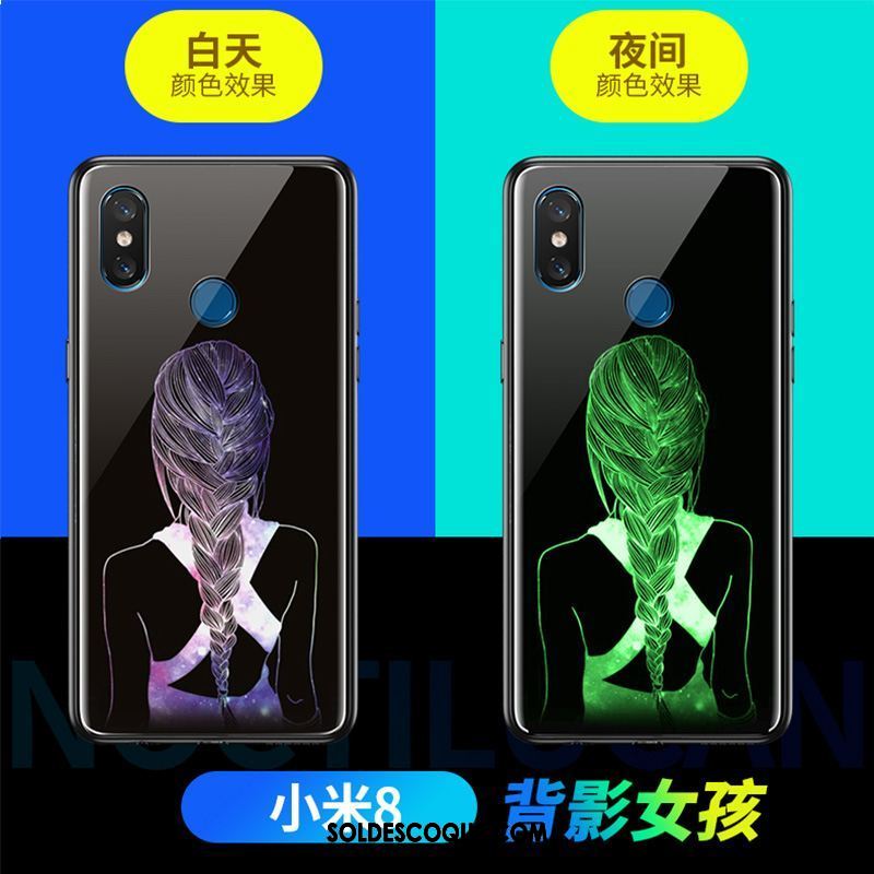 Coque Xiaomi Mi 8 Incassable Personnalité Noir Téléphone Portable Lumineuses Housse En Vente