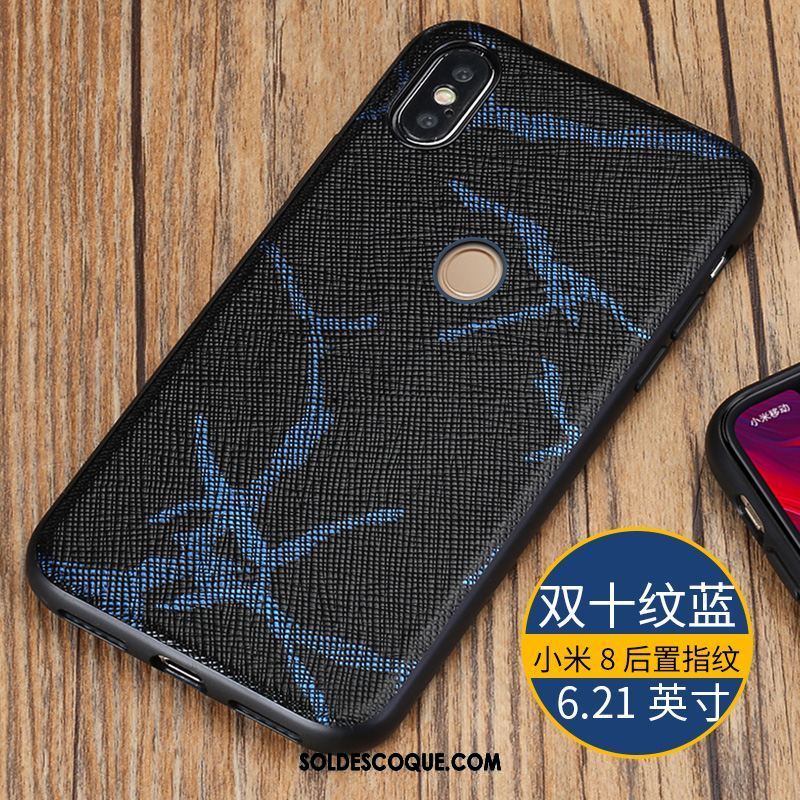 Coque Xiaomi Mi 8 Incassable Personnalité Noir Étui En Cuir Protection Pas Cher