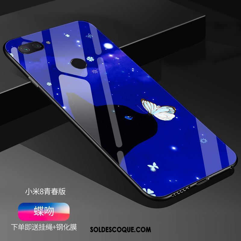 Coque Xiaomi Mi 8 Lite Créatif Bleu Étui Protection Petit En Ligne