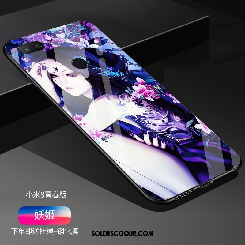 Coque Xiaomi Mi 8 Lite Créatif Bleu Étui Protection Petit En Ligne