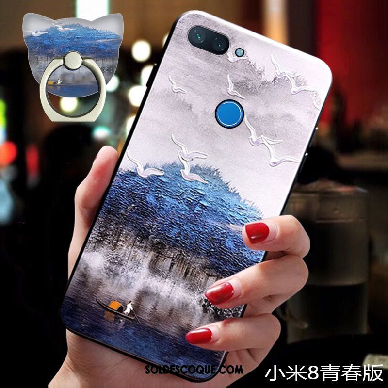 Coque Xiaomi Mi 8 Lite Créatif Modèle Fleurie Blanc Incassable Tendance En Ligne