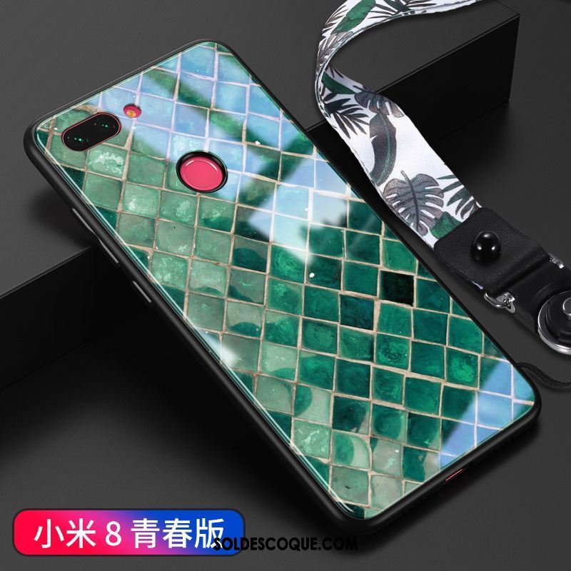 Coque Xiaomi Mi 8 Lite Difficile Verre Vent Net Rouge Incassable En Vente