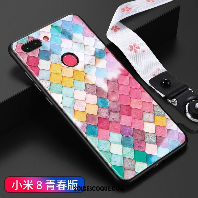 Coque Xiaomi Mi 8 Lite Difficile Verre Vent Net Rouge Incassable En Vente