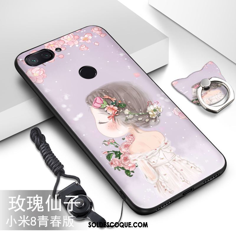 Coque Xiaomi Mi 8 Lite Fluide Doux Incassable Net Rouge Étui Silicone En Vente