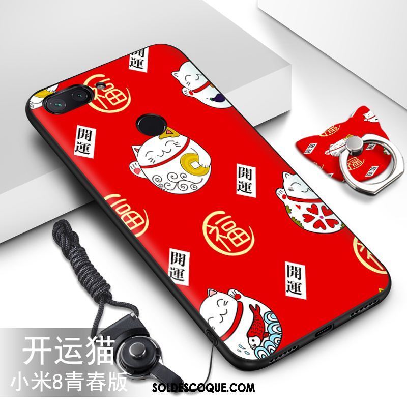 Coque Xiaomi Mi 8 Lite Fluide Doux Incassable Net Rouge Étui Silicone En Vente