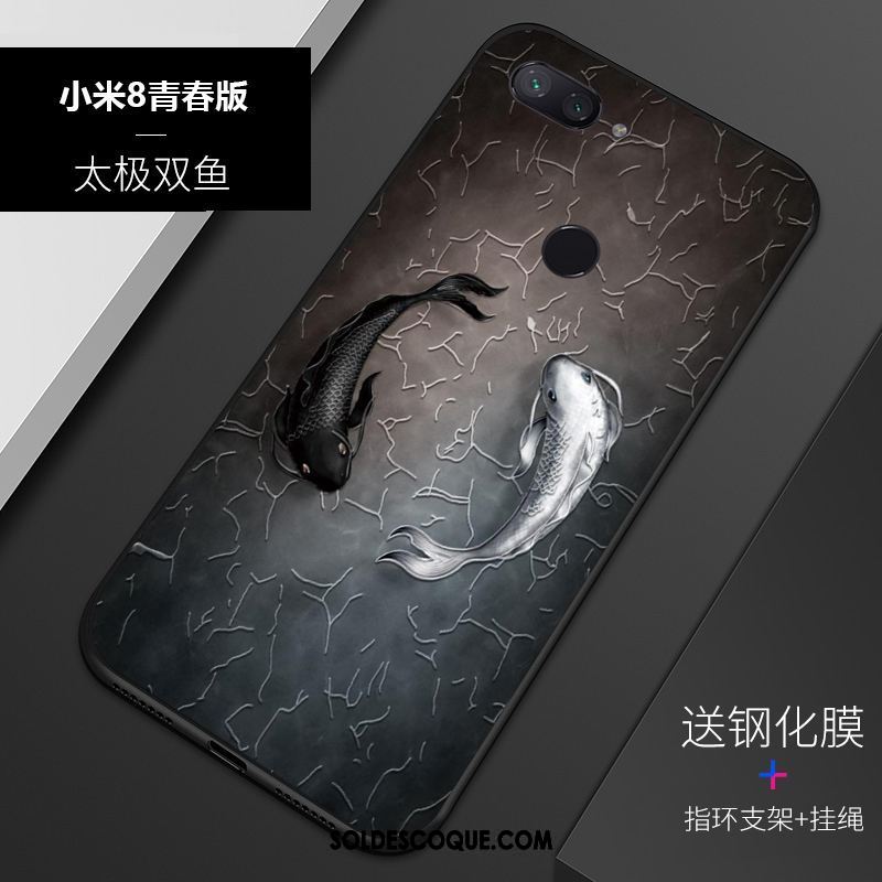 Coque Xiaomi Mi 8 Lite Gaufrage Délavé En Daim Personnalisé Silicone Étui France