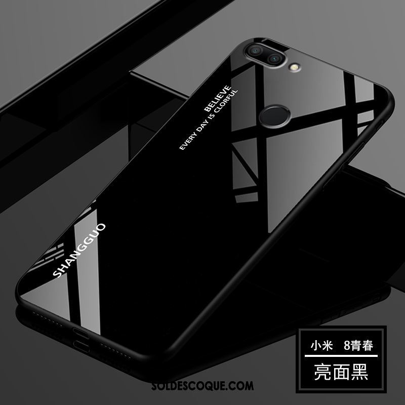 Coque Xiaomi Mi 8 Lite Tout Compris Net Rouge Verre Délavé En Daim Incassable En Vente