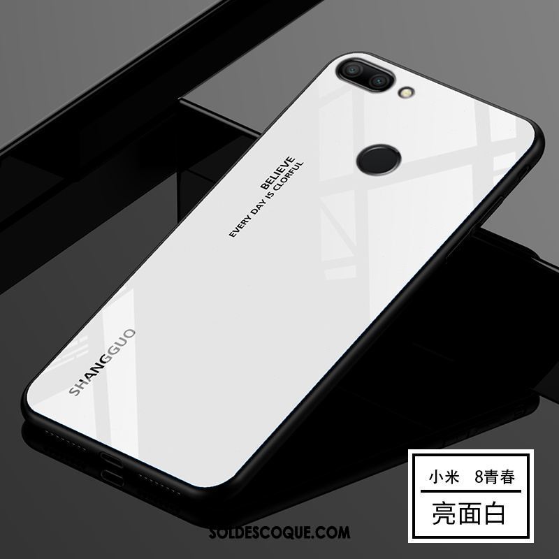 Coque Xiaomi Mi 8 Lite Tout Compris Net Rouge Verre Délavé En Daim Incassable En Vente