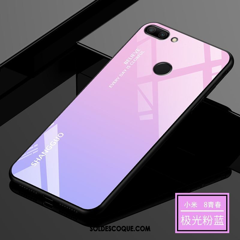 Coque Xiaomi Mi 8 Lite Tout Compris Net Rouge Verre Délavé En Daim Incassable En Vente