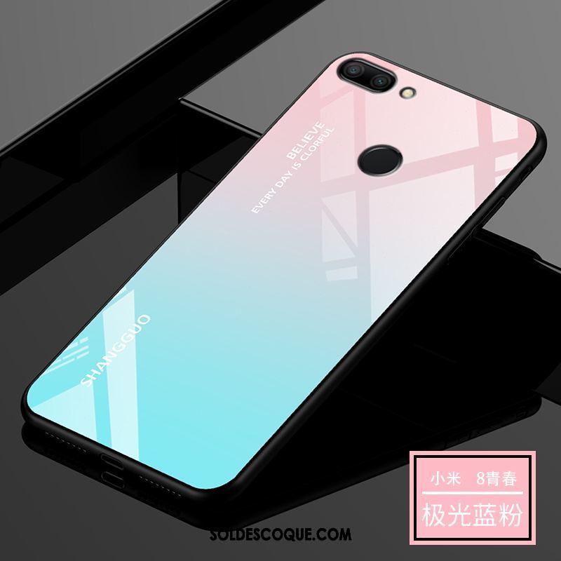 Coque Xiaomi Mi 8 Lite Tout Compris Net Rouge Verre Délavé En Daim Incassable En Vente