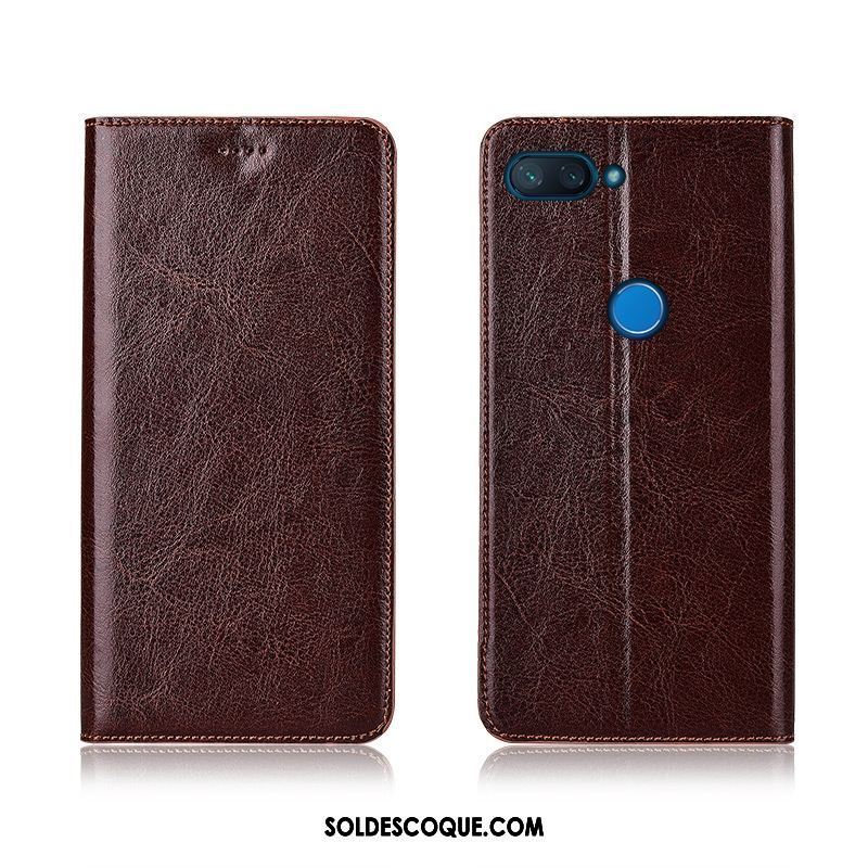 Coque Xiaomi Mi 8 Lite Étui En Cuir Cuir Véritable Clamshell Protection Modèle Fleurie En Vente