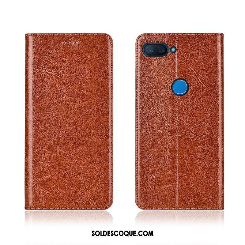 Coque Xiaomi Mi 8 Lite Étui En Cuir Cuir Véritable Clamshell Protection Modèle Fleurie En Vente