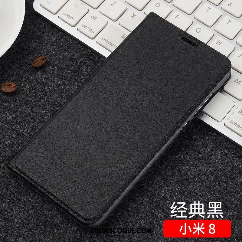 Coque Xiaomi Mi 8 Petit Noir Clamshell Téléphone Portable Étui Soldes