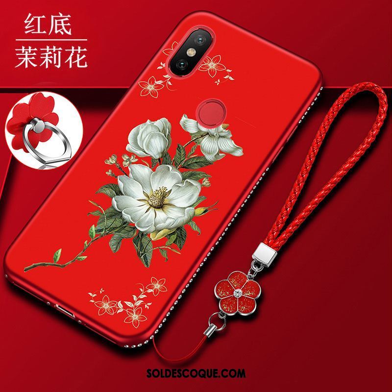 Coque Xiaomi Mi 8 Pro Fluide Doux Protection Noir Modèle Fleurie Net Rouge Soldes