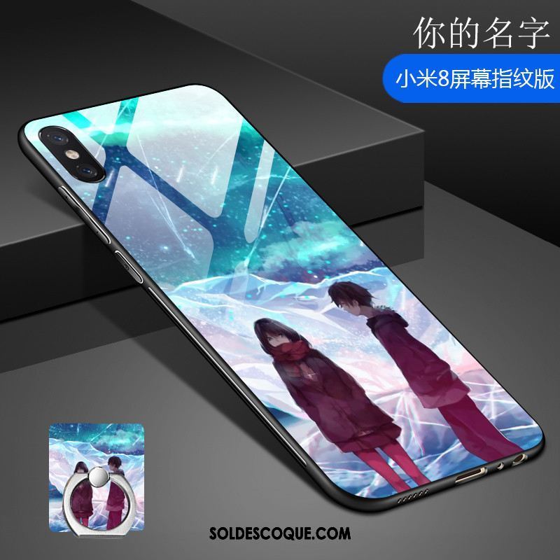 Coque Xiaomi Mi 8 Pro Petit Verre Trempé Étui Modèle Fleurie Téléphone Portable Pas Cher