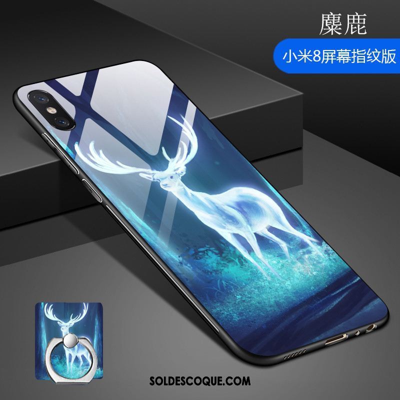 Coque Xiaomi Mi 8 Pro Petit Verre Trempé Étui Modèle Fleurie Téléphone Portable Pas Cher