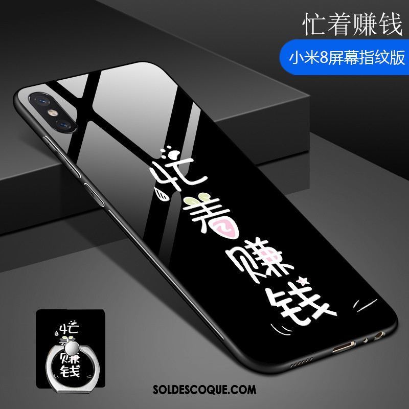 Coque Xiaomi Mi 8 Pro Petit Verre Trempé Étui Modèle Fleurie Téléphone Portable Pas Cher