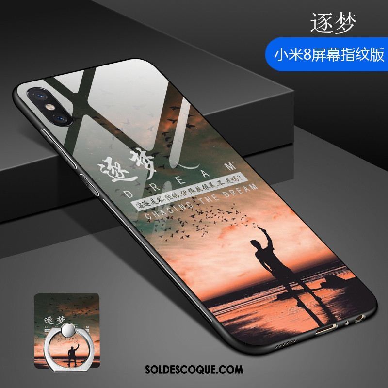 Coque Xiaomi Mi 8 Pro Petit Verre Trempé Étui Modèle Fleurie Téléphone Portable Pas Cher