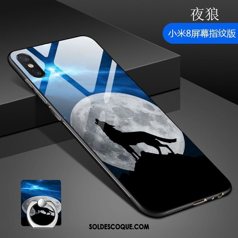 Coque Xiaomi Mi 8 Pro Petit Verre Trempé Étui Modèle Fleurie Téléphone Portable Pas Cher