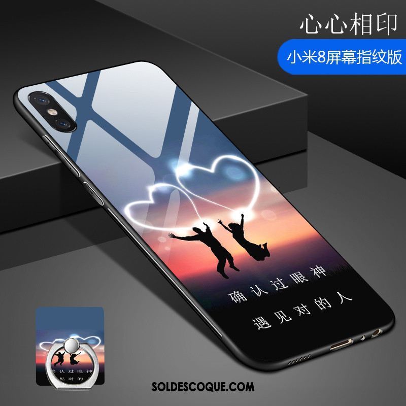 Coque Xiaomi Mi 8 Pro Petit Verre Trempé Étui Modèle Fleurie Téléphone Portable Pas Cher