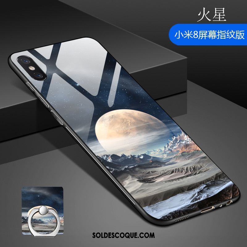 Coque Xiaomi Mi 8 Pro Petit Verre Trempé Étui Modèle Fleurie Téléphone Portable Pas Cher