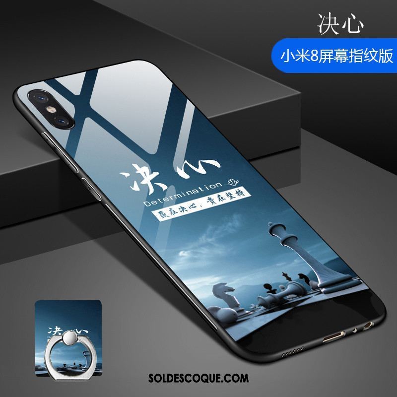 Coque Xiaomi Mi 8 Pro Petit Verre Trempé Étui Modèle Fleurie Téléphone Portable Pas Cher