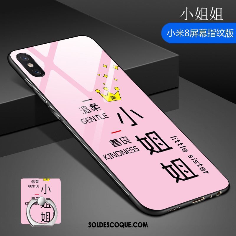 Coque Xiaomi Mi 8 Pro Petit Verre Trempé Étui Modèle Fleurie Téléphone Portable Pas Cher