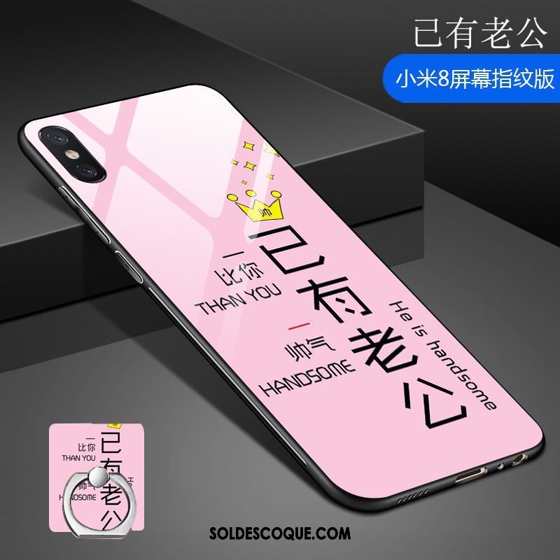 Coque Xiaomi Mi 8 Pro Petit Verre Trempé Étui Modèle Fleurie Téléphone Portable Pas Cher