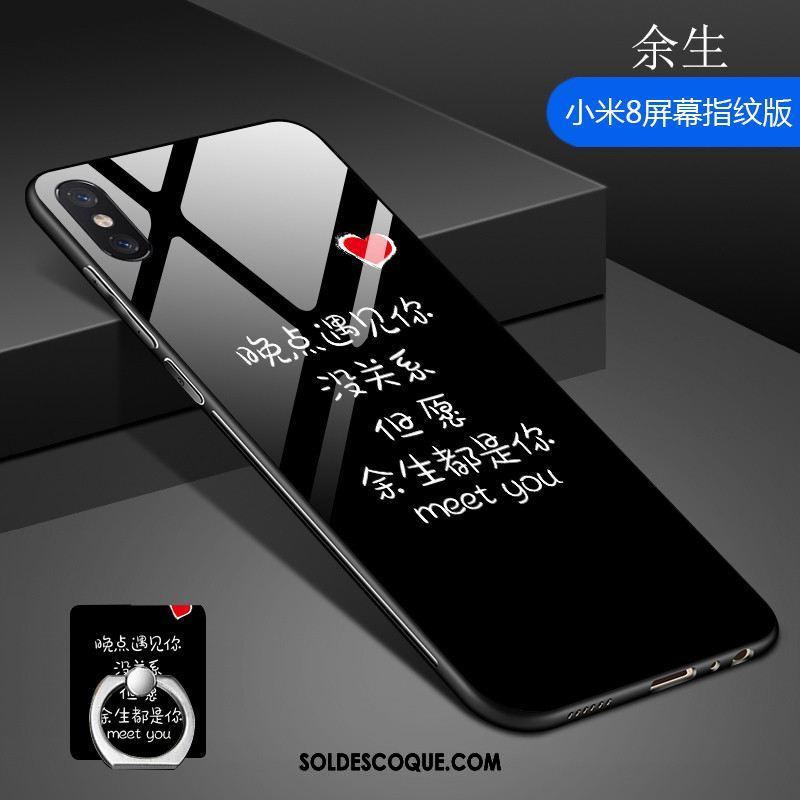 Coque Xiaomi Mi 8 Pro Petit Verre Trempé Étui Modèle Fleurie Téléphone Portable Pas Cher