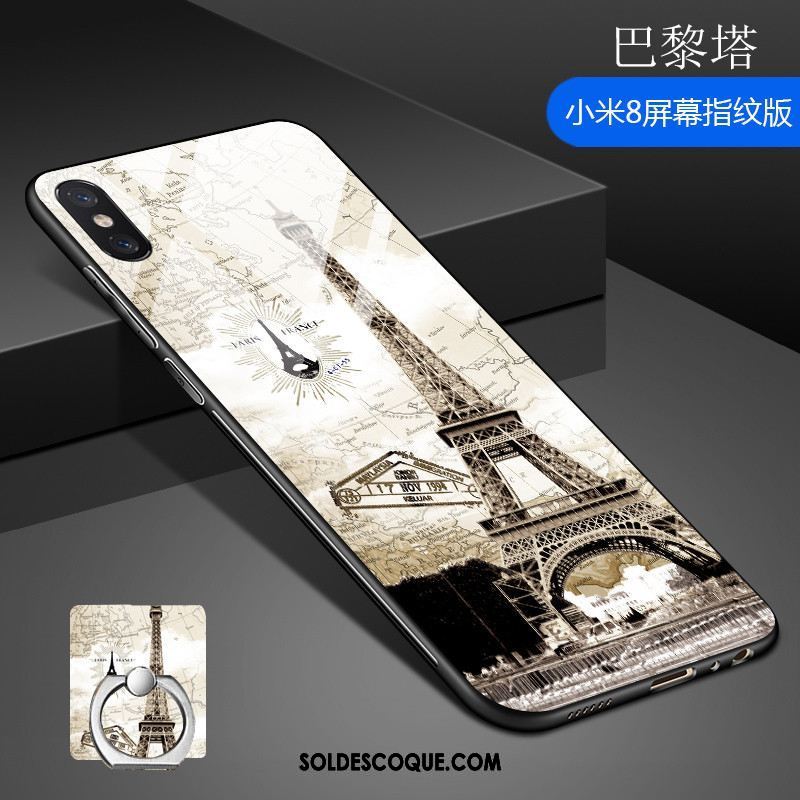 Coque Xiaomi Mi 8 Pro Petit Verre Trempé Étui Modèle Fleurie Téléphone Portable Pas Cher