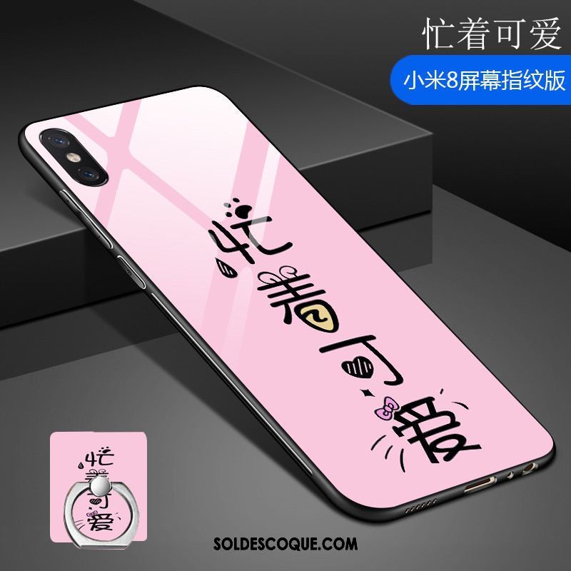 Coque Xiaomi Mi 8 Pro Petit Verre Trempé Étui Modèle Fleurie Téléphone Portable Pas Cher