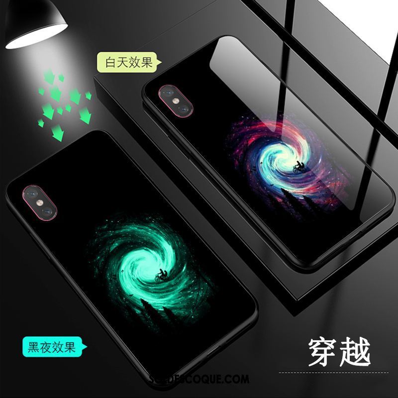 Coque Xiaomi Mi 8 Pro Verre Petit Noir Lumineuses Étui Soldes