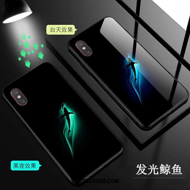 Coque Xiaomi Mi 8 Pro Verre Petit Noir Lumineuses Étui Soldes