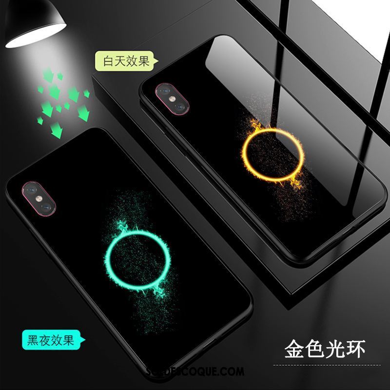 Coque Xiaomi Mi 8 Pro Verre Petit Noir Lumineuses Étui Soldes