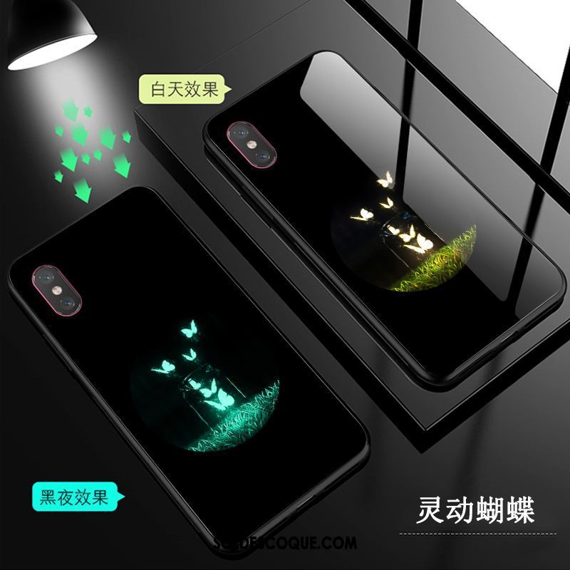 Coque Xiaomi Mi 8 Pro Verre Petit Noir Lumineuses Étui Soldes