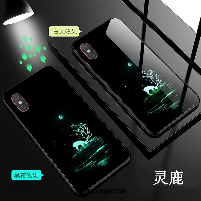 Coque Xiaomi Mi 8 Pro Verre Petit Noir Lumineuses Étui Soldes