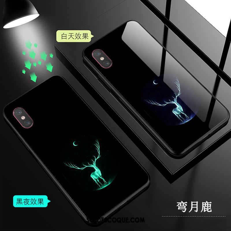 Coque Xiaomi Mi 8 Pro Verre Petit Noir Lumineuses Étui Soldes