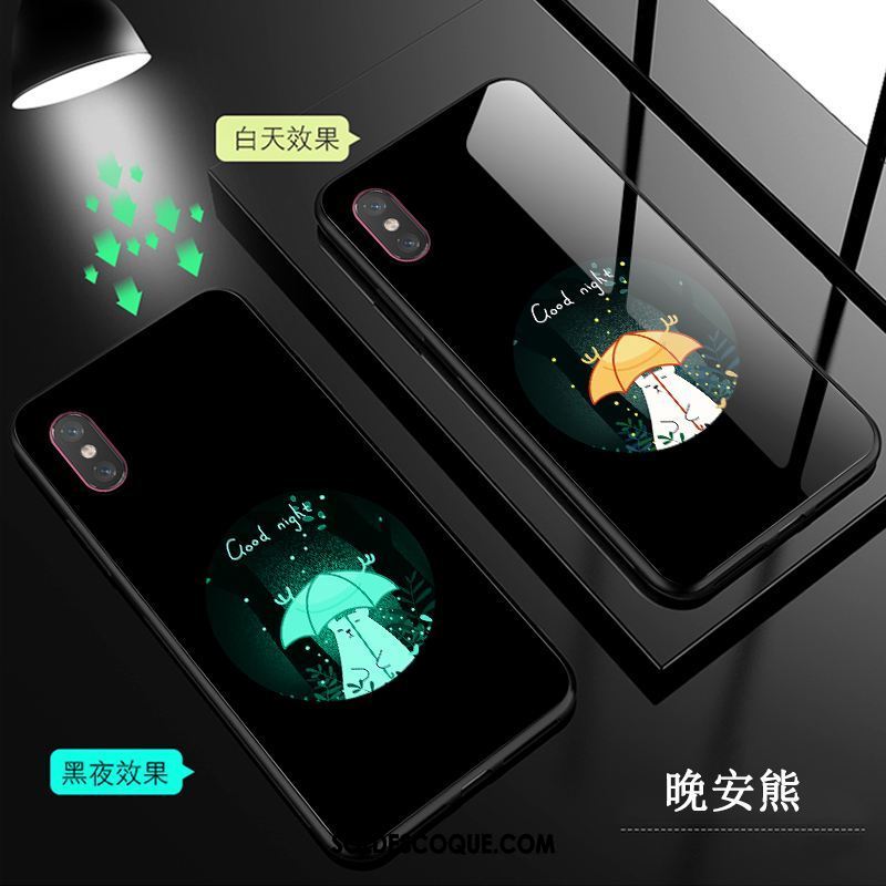 Coque Xiaomi Mi 8 Pro Verre Petit Noir Lumineuses Étui Soldes
