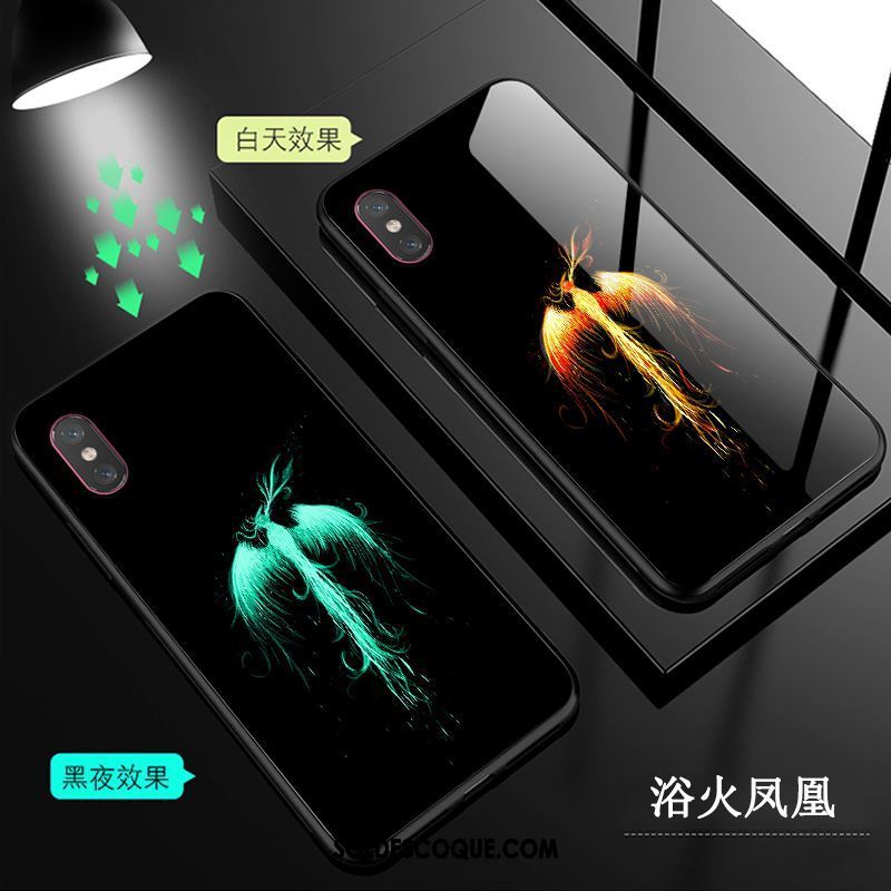 Coque Xiaomi Mi 8 Pro Verre Petit Noir Lumineuses Étui Soldes