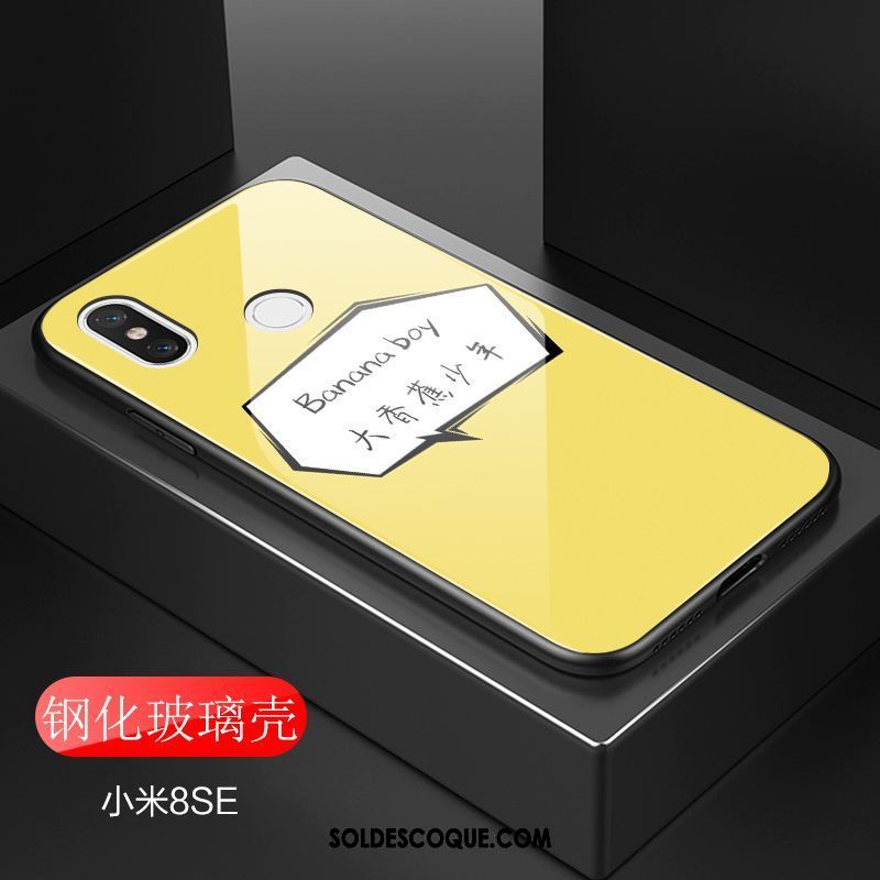 Coque Xiaomi Mi 8 Se Charmant Frais Banane Téléphone Portable Verre Trempé Pas Cher
