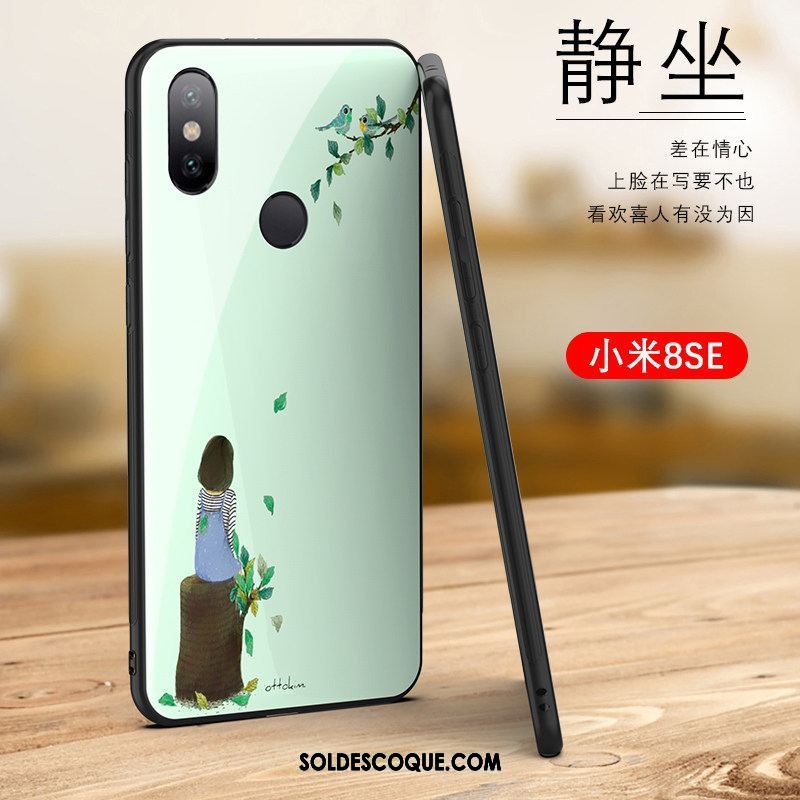 Coque Xiaomi Mi 8 Se Verre Net Rouge Vert Nouveau Personnalité Housse Pas Cher