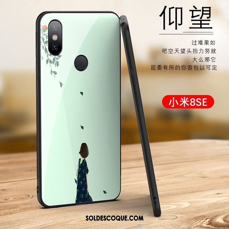 Coque Xiaomi Mi 8 Se Verre Net Rouge Vert Nouveau Personnalité Housse Pas Cher