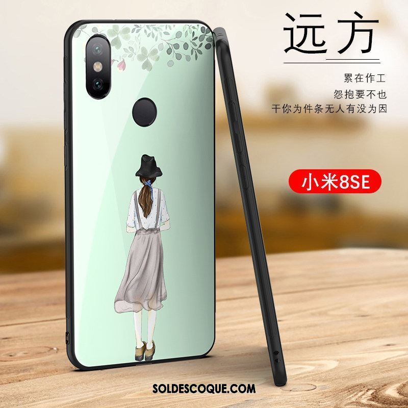 Coque Xiaomi Mi 8 Se Verre Net Rouge Vert Nouveau Personnalité Housse Pas Cher