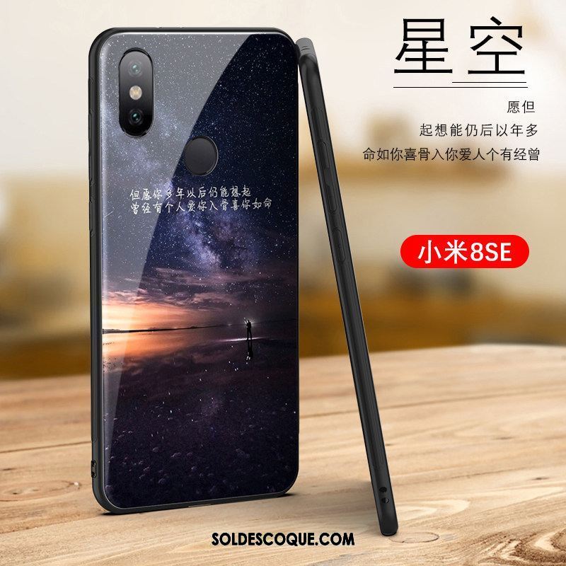 Coque Xiaomi Mi 8 Se Verre Net Rouge Vert Nouveau Personnalité Housse Pas Cher