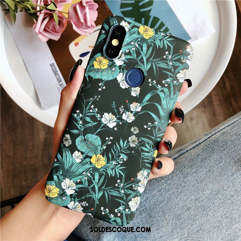 Coque Xiaomi Mi 8 Se Vert Peinture Frais Gaufrage Fleurs Housse Soldes