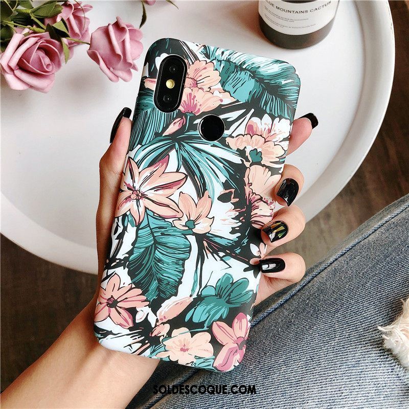 Coque Xiaomi Mi 8 Se Vert Peinture Frais Gaufrage Fleurs Housse Soldes