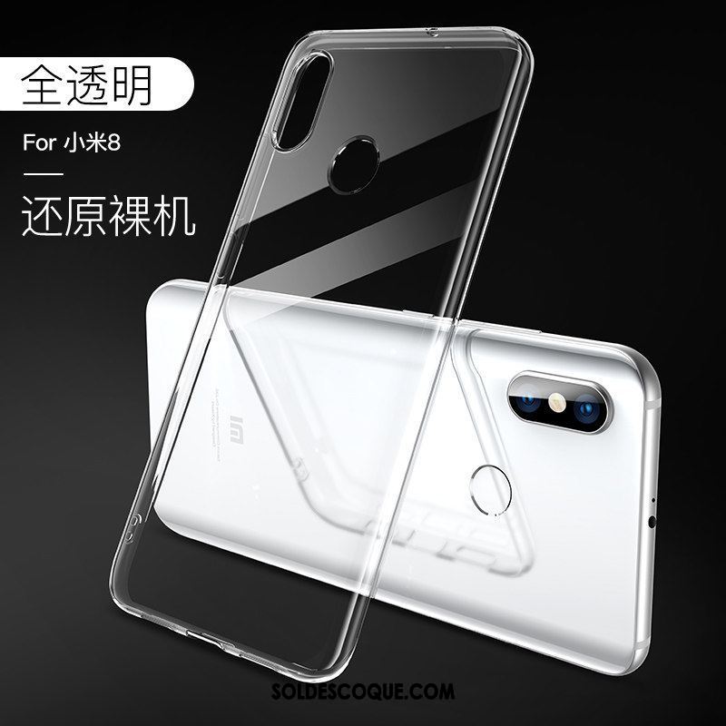 Coque Xiaomi Mi 8 Transparent Étui Très Mince Rouge Protection Soldes